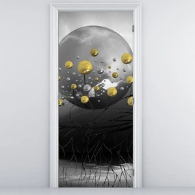 Fototapet pentru ușă - Sferă aurie abstract (95x205cm)