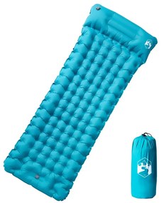 vidaXL Saltea de camping auto-gonflabilă cu pernă, 1 persoană albastru