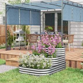 Outsunny Pat înalt cu trepte în aer liber, Cutie de plante pentru flori, 3 trepte, 158 cm x 109 cm x 82 cm, Argintiu | Aosom Romania