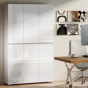 HOMCOM Bufet înalt pentru bucătărie dulap de bucătărie cu finisaj lucios 6 uși cu închidere silențioasă rafturi reglabile alb | Aosom Romania