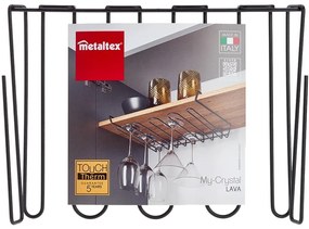 Suport suspendat pentru sticle de vin Metaltex Wine Glass, negru