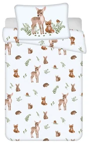 Animale Fawn &amp; Fox, set de lenjerie pentru copii 100×135cm, 40×60 cm