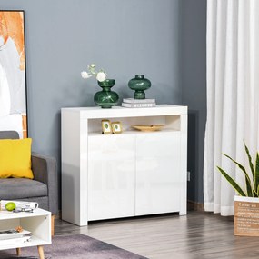 HOMCOM Dulap Multifuncțional Alb cu Iluminare LED Colorată, pentru Living sau Dormitor, 107x35x97 cm | Aosom Romania