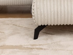 Colțar crem cu tapițerie din catifea reiată (cu colț pe partea dreaptă/în formă de ”L”) Marbeya – Ropez