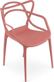 Set 4 bucati scaune din plastic KATO, coral.