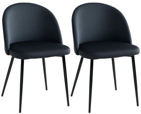HOMCOM Lot de 2 scaune sala de mese scaun de bucătărie scandinav scaun din catifea tapitat cu picioare subțiri de metal | Aosom Romania