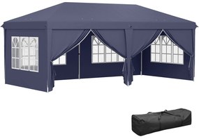 Outsunny Foisor de gradina pliabil pentru exterior cu 6 panouri laterale, 585x295cm albastru | AOSOM RO