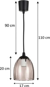 BRILAGI - Lustră LED pe cablu R GLASS 1xE27/60W/230V Ø 17 cm negru/bej fumuriu