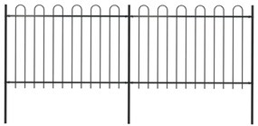 Gard de gradina cu varf curbat, negru, 3,4 x 1,2 m, otel 1, 1.2 m, 3.4 m
