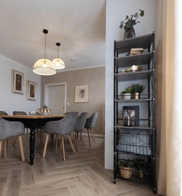 Etajeră cu 5 rânduri cu 2 coşuri, negru/natural, RATTO