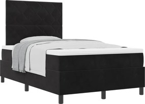 vidaXL Pat cu arcuri cu saltea cu headboard Negru 120 x 190 cm Catifea