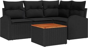 vidaXL Set de canapele pentru grădină 5 pcs Negru poliratan