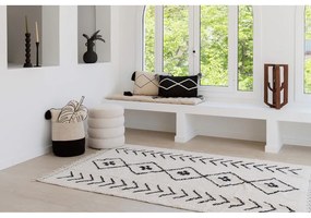 Covor crem lavabil/țesut manual din bumbac 170x240 cm Bereber Rhombs – Lorena Canals