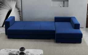Colțar extensibil dumonde cu ladă de depozitare si sezut confortabil din spuma high-density, Gloria Royal Blue II 320x183 cm