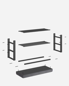 Pantofar cu bancuta cu sezut gri MOBRIX 81x49 cm, negru