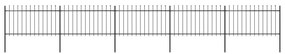 Gard de gradina cu varf sulita, negru, 8,5 x 1 m, otel 1, 1 m, 8.5 m