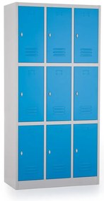 Dulap metalic - 9 cutii, 90 x 45 x 185 cm, blocare, albastru - ral 5012