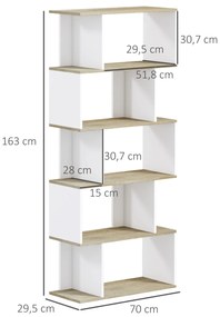 HOMCOM Bibliotecă stil scandinav mobilier de depozitare 5 rafturi anti-răsturnare Încărcare 25 kg aspect lemn & Alb | Aosom Romania