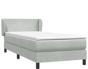 vidaXL Pat box spring cu saltea, gri deschis, 80x210 cm, catifea