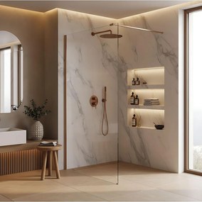 Paravan de dus Rea Flexi Transparent 90 cm cupru periat