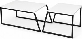 Set 2 masute cafea 855DTE2915, alb/negru, PAL melaminat/metal