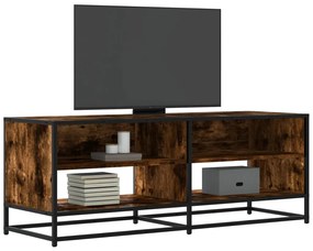 vidaXL Dulap TV stejar fumuriu, 120,5x40x46 cm lemn prelucrat și metal