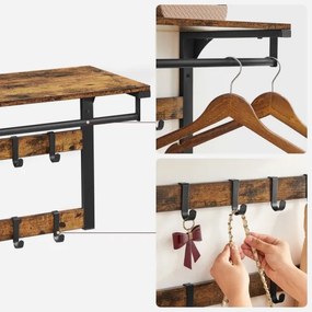 Cuier de perete cu poliță NATE maro/negru