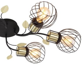 Plafoniera cu 6 spoturi design modern Lally negru, alama