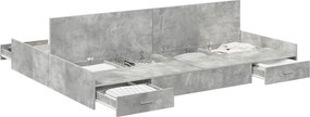 vidaXL Cadru de pat cu depozitare cu sertar Gri din beton 140 x 200 cm