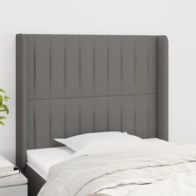 vidaXL Tăblie de pat cu aripioare gri închis 83x16x118/128 cm textil