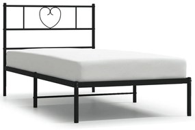 355456 vidaXL Cadru pat metalic cu tăblie, negru, 90x200 cm