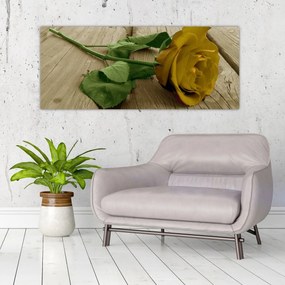 Tablou - Vintage trandafiri galbeni (120x50 cm)