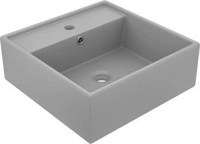 vidaXL Chiuvetă lux preaplin, gri deschis mat 41x41 cm ceramică pătrat