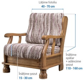 Huse bielastice OCEANO NOU bordo-maroniu fotoliu cu manere de lemn (l. 40 - 70 cm)