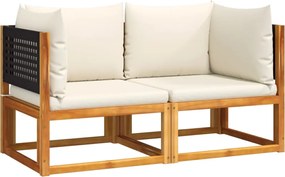 vidaXL Canapea de grădină de colț cu perne, 2 buc., lemn de salcâm și ratan