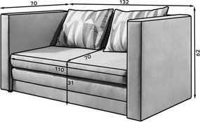Canapea Neva extensibil, 132x70x62 cm – Alova 36, Lima 75