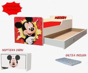 Pat tineret Mickey cu saltea si sertar