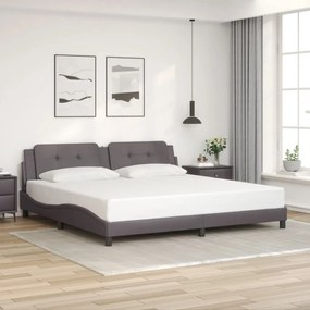 vidaXL Cadru de pat cu tăblie, gri, 200x200 cm, piele ecologică