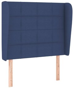 Pat box spring cu saltea, albastru, 90x190 cm, textil Albastru, 90 x 190 cm, Cu blocuri patrate