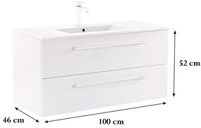 Dulap inferior Vario Clam 100 cu lavoar alb-alb