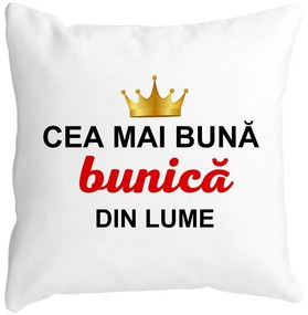 Perna Decorativa pentru Bunica 10, 40x40 cm, Alba, Mata, Husa Detasabila, Burduf