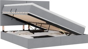 vidaXL Pat cu saltea și LED cu led Gri deschis 180 x 200 cm Poliester