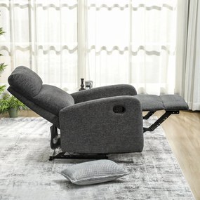 HOMCOM Fotoliu Modern Reclinabil 145° max, Tapițat din Chenille Gri | Aosom Romania