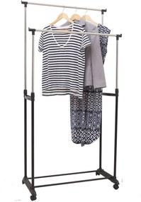 Stander haine SVAN, negru/argintiu, otel/plastic, 80x42x165 cm