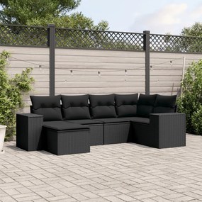 3255192 vidaXL Set mobilier de grădină cu perne, 6 piese, negru, poliratan