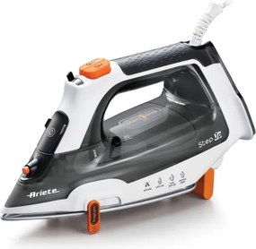 Fier de calcat Ariete STEP UP 6190/00, 2400 W, 0,32 l, Placa ceramica, Ridicare automată, Autocuratare, Negru/Alb