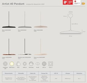 Lustra, Pendul LED, Design Nordic Minimalist, Artist 40cm Negru