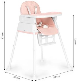 Scaun înalt pliabil 3 în 1 roz