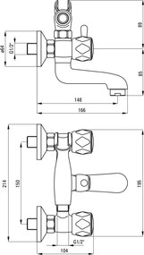 Teno Baterie pentru cadă, cu set de duș Finisaj: Crom BON_011D