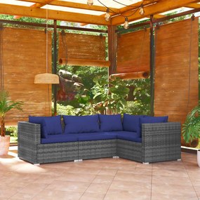 3101678 vidaXL Set mobilier de grădină cu perne, 4 piese, poliratan, gri